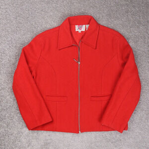 VTG 80s 90s Womens Keren Hart Medium Red Long Sleeve Full Zip Wool Jacket